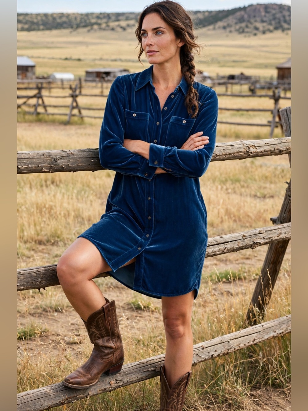 SUNDANCE “Rosio” Button-Front Crushed Velvet Shirt Dress XS